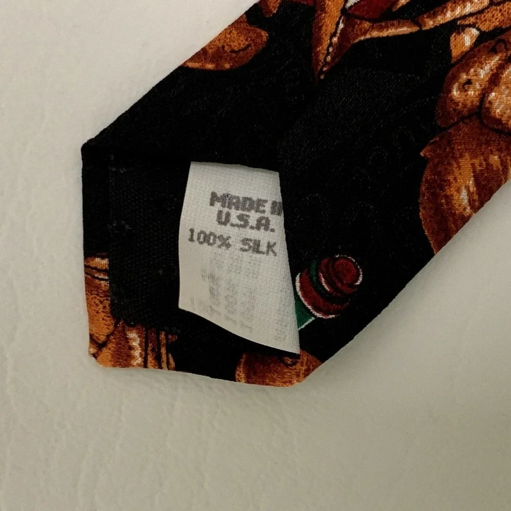 Tabasco The Tie Guys Mens Tie Necktie Lobsters Black Brown Multi-color 100% Silk